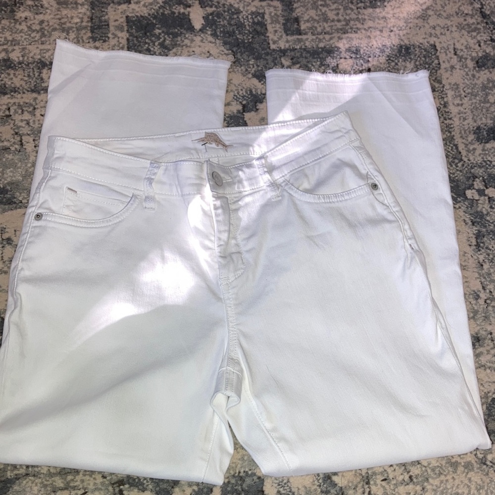 Tommy Bahama White Ana Twill High-Rise Demi Cropped Boot Jeans